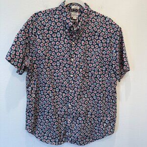J Crew Men’s Classic Organic Cotton Button Down Preppy Floral Shirt Large